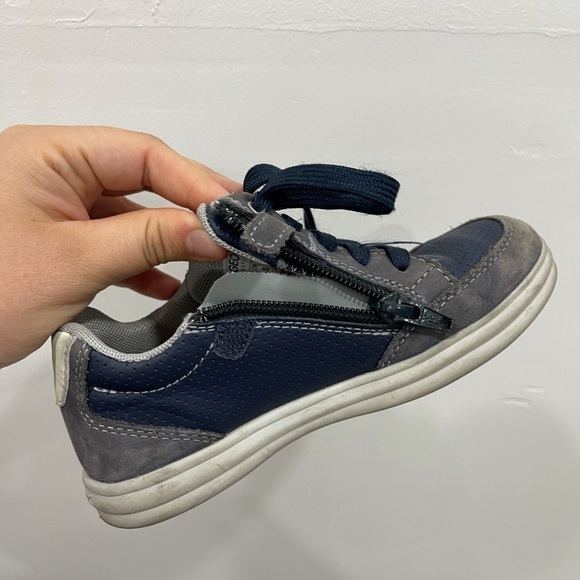 Geox Kids Lace-Up Side Zip Perforated Sneaker Blue - Picture 7 of 9